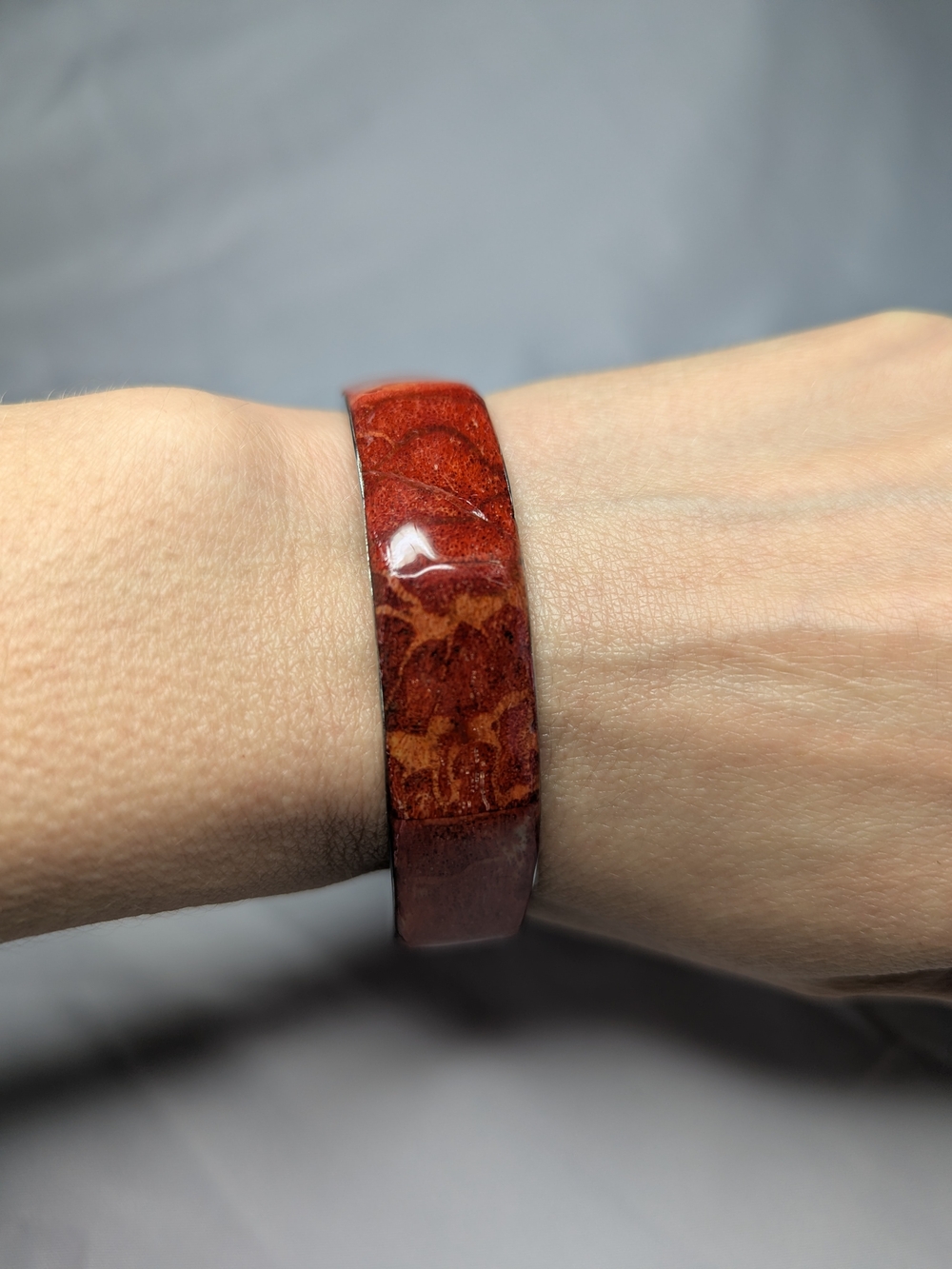Red Coral Bangle Bracelet